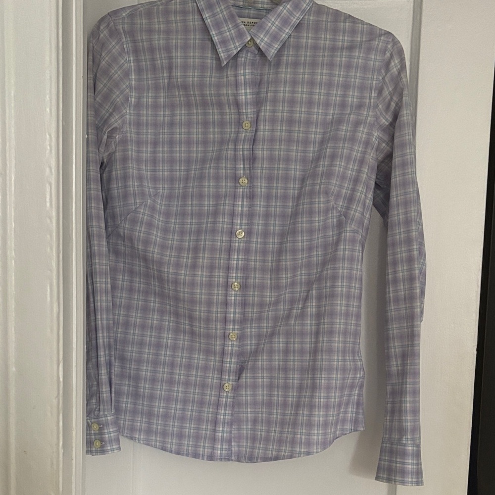 Fitted Non-Iron Women’s Purple Plaid Shirt